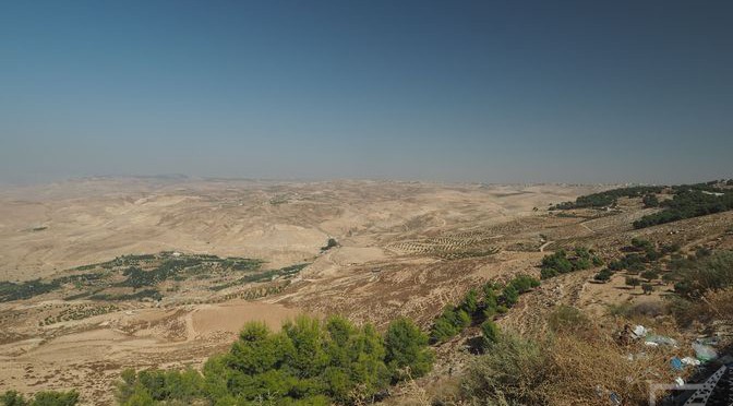 Góra Nebo, Jordania, Mojżesz i widok na ziemię obiecaną