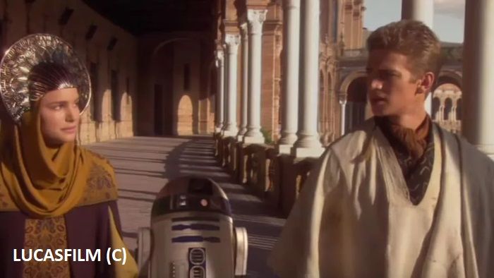 „Gwiezdne Wojny: Atak klonów” i Sewilla (plac Hiszpański) jako Naboo