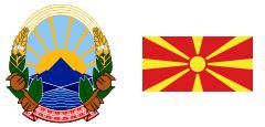 Flaga i godło Macedonii Północnej (za wikipedia.org)