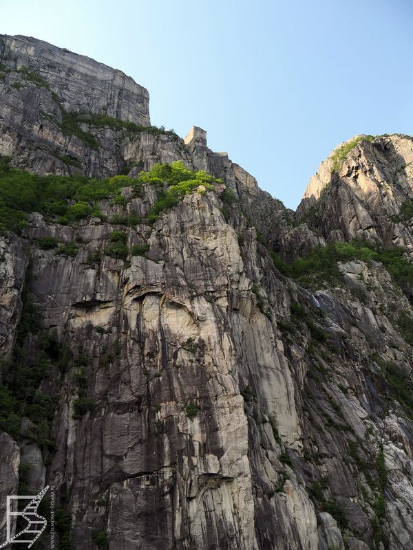 Preikestolen widoczne z dołu (płynąć po fiordzie)